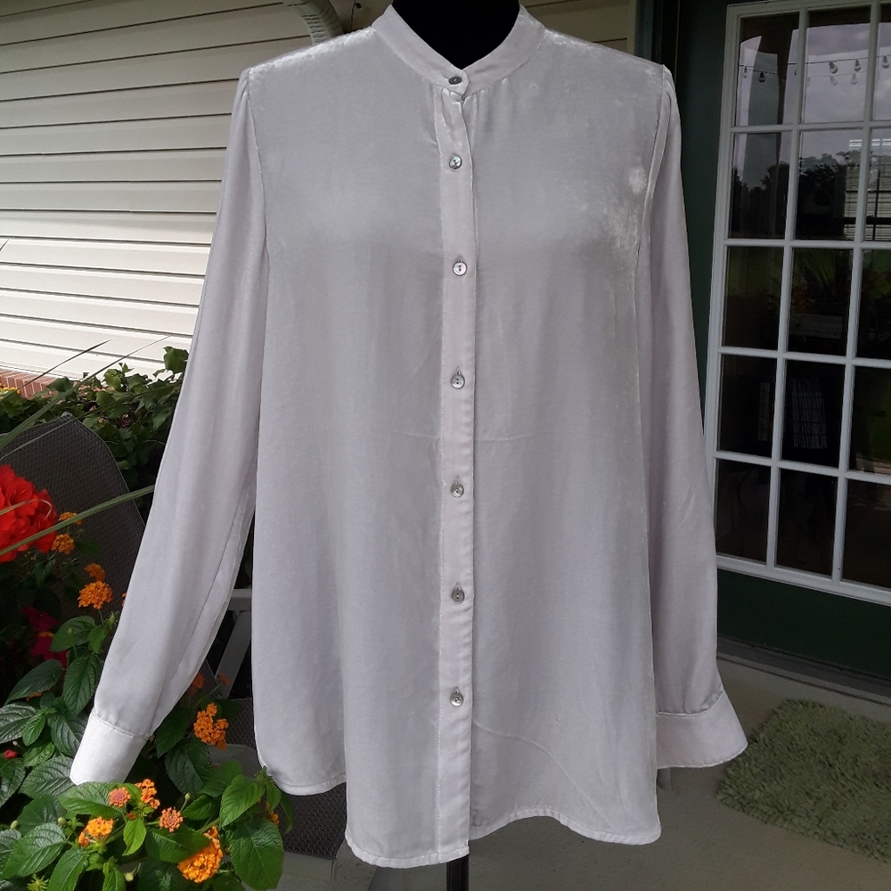 Eileen Fisher NWT Velvet Mandarin Collar Tunic Sm